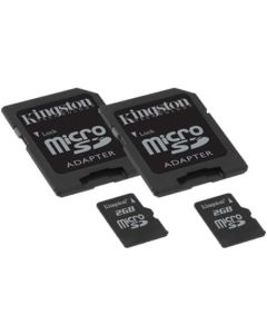 2 x 2GB microSDHC Memory Card with SD Adapter (2 Pack)